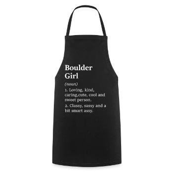 Fille de rocher; bouldering; femme; filles; grimper - Tablier de cuisine - noir - Devant - AI Model Male 185 dark (185cm)