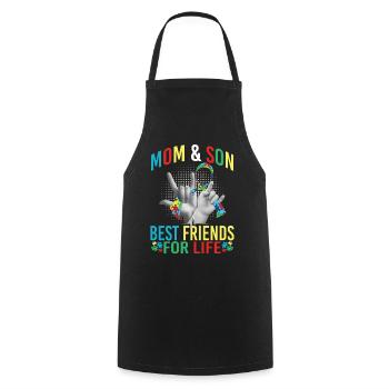 Mom And Son Best Friends For Life Autism Awareness - Cooking Apron - black - Front - AI Model Male 185 dark (185cm)