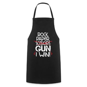 Rock Paper Scissors Gun I Win Funny Gun Lover Gift - Kochschürze - Schwarz - Vorne - AI Model Male 185 dark (185cm)