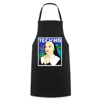 Techno Nonne - Kochschürze - Schwarz - Vorne - AI Model Male 185 dark (185cm)