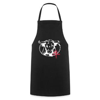 Bull Japanese Damon art face Skull devil T Shirt - Cooking Apron - black - Front - AI Model Male 185 dark (185cm)