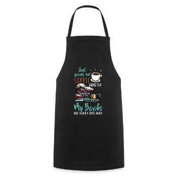 Juste pour moi le café, donne-moi mes livres drôle - Tablier de cuisine - noir - Devant - AI Model Male 185 dark (185cm)