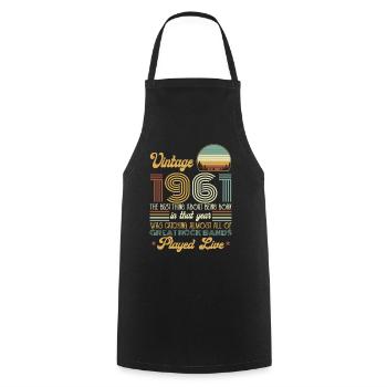 Vintage 1961 Rock Music Lovers Birthday Gift Shirt - Cooking Apron - black - Front - AI Model Male 185 dark (185cm)