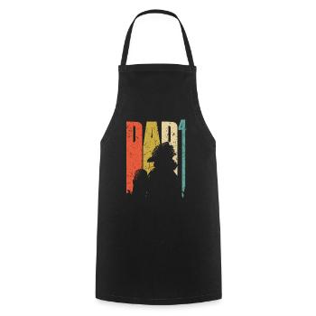 Dad high 4 firefighter fire brigade dad 4 children - Cooking Apron - black - Front - AI Model Male 185 dark (185cm)