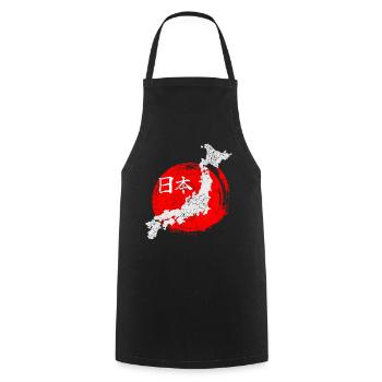 Japan Land Form Flagge Schriftzeichen - Kochschürze - Schwarz - Vorne - AI Model Male 185 dark (185cm)