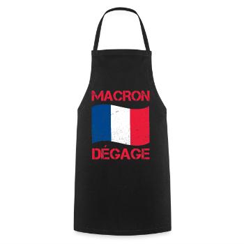 Macron dégage drapeau France gilet jaune révolte - Tablier de cuisine - noir - Devant - AI Model Male 185 dark (185cm)