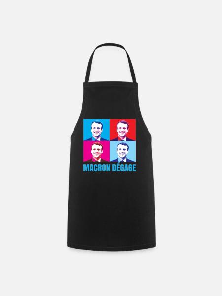 Macron dégage français en colère révolte citoyenne - Tablier de cuisine - noir