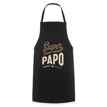 Super Papo | Father Grandfather Gift - Cooking Apron - black - Front - AI Model Male 185 dark (185cm)
