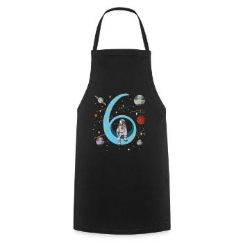 6 anniversaire astronaute extra-atmosphérique planète enfants - Tablier de cuisine - noir - Devant - AI Model Male 185 dark (185cm)