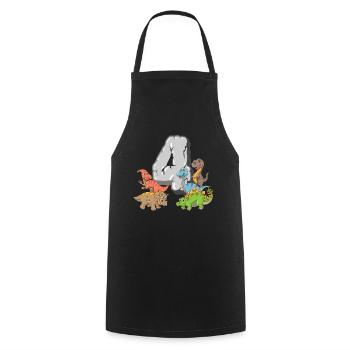 Dinosaure 4 ans enfants 4 anniversaire T-Rex Dino - Tablier de cuisine - noir - Devant - AI Model Male 185 dark (185cm)