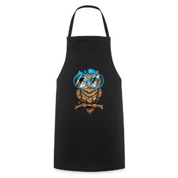Eule ich mag halt Eulen Nerd Brille Crazy Owl Lady - Kochschürze - Schwarz - Vorne - AI Model Male 185 dark (185cm)
