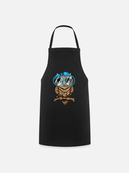 Eule ich mag halt Eulen Nerd Brille Crazy Owl Lady - Kochschürze - Schwarz