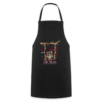 Les hiboux amoureux Je vais je vais balançoire owl - Tablier de cuisine - noir - Devant - AI Model Male 185 dark (185cm)