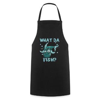 What the Fish Qu’est-ce que le poisson drôle de motif pêcheur - Tablier de cuisine - noir - Devant - AI Model Male 185 dark (185cm)