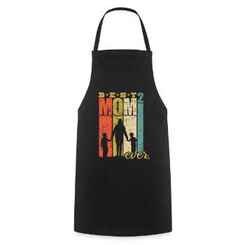 Best Mom ever double mother mom 2 kids - Cooking Apron - black - Front - AI Model Male 185 dark (185cm)