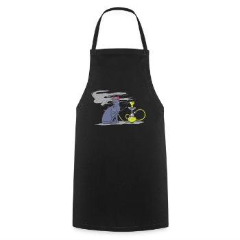 Cat owner cat smokes shisha smoking fan - Cooking Apron - black - Front - AI Model Male 185 dark (185cm)