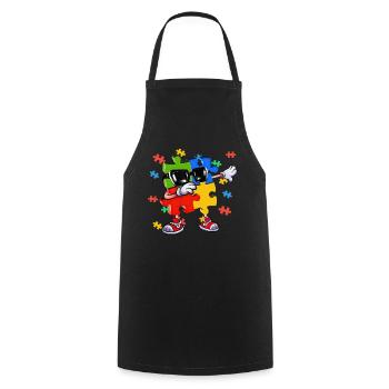 Dabbing Puzzle Piece - Cooking Apron - black - Front - AI Model Male 185 dark (185cm)