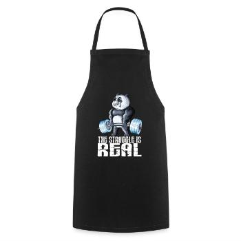 The Struggle is Real Fitness Panda Haltérophilie - Tablier de cuisine - noir - Devant - AI Model Male 185 dark (185cm)