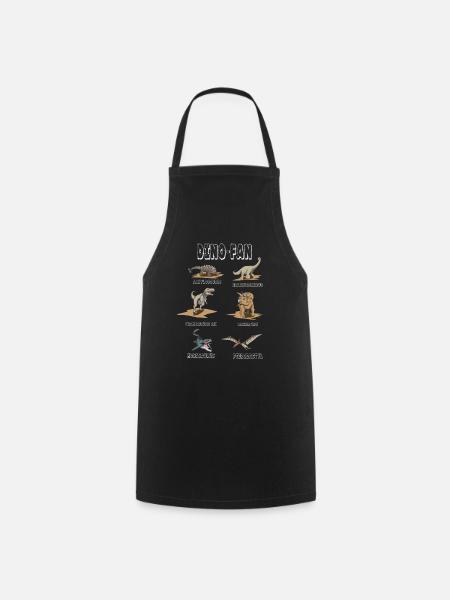 Dino Friends Dinosaur Fans Tyrannosaurus Motif - Cooking Apron - black