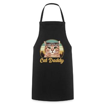 Cat Daddy Vintage Retro Sunset - Tablier de cuisine - noir - Devant - AI Model Male 185 dark (185cm)