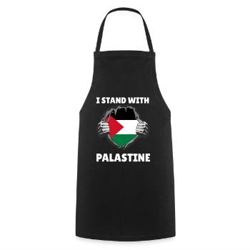 I Stand With Palestine Palestinian Flag - Cooking Apron - black - Front - AI Model Male 185 dark (185cm)