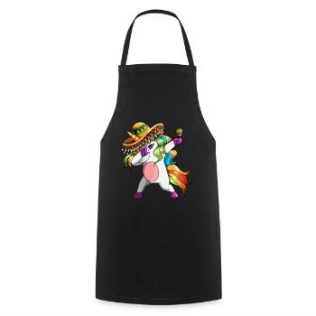 Unicorn with sombrero and rattle Unicorn Fiesta - Cooking Apron - black - Front - AI Model Male 185 dark (185cm)
