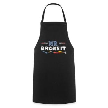 Mr Broke It Kid Fathers Day Gift - Tablier de cuisine - noir - Devant - AI Model Male 185 dark (185cm)