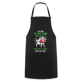 Ich bin second Hand Vegetarier Kuh Design Spruch - Kochschürze - Schwarz - Vorne - AI Model Male 185 dark (185cm)