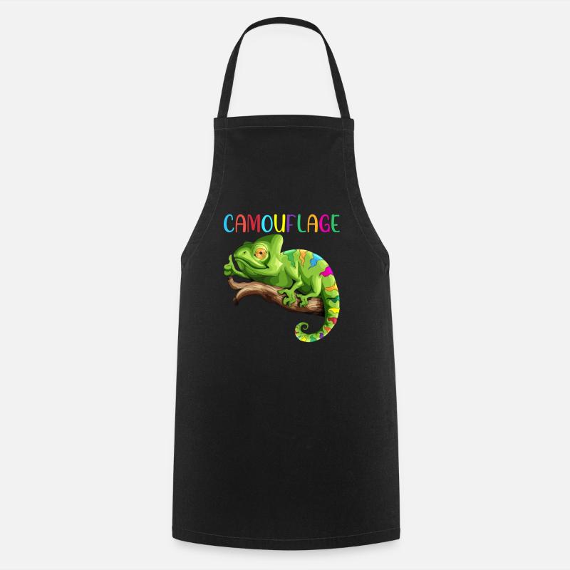 Caméléon Reptiles Iguane Chélard Camouflage - Tablier de cuisine - noir