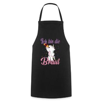 Fabel Einhorn Ich bin die Braut Hochzeit Party - Kochschürze - Schwarz - Vorne - AI Model Male 185 dark (185cm)