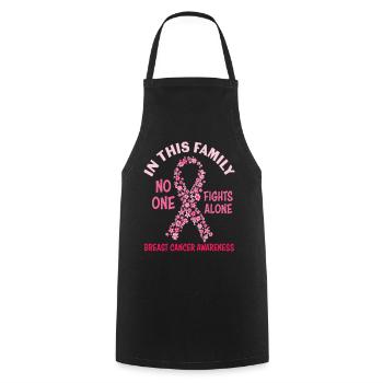 In this Family No one Fights Alone Breast Cancer - Tablier de cuisine - noir - Devant - AI Model Male 185 dark (185cm)