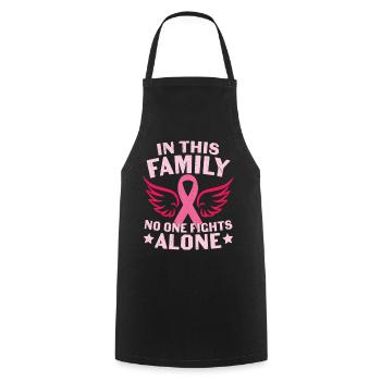 In this Family No one Fights Alone Breast Cancer - Cooking Apron - black - Front - AI Model Male 185 dark (185cm)