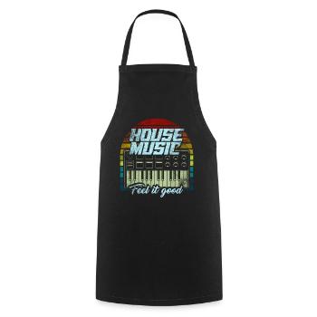 House Musik - Kochschürze - Schwarz - Vorne - AI Model Male 185 dark (185cm)