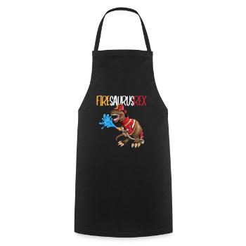 Tyrannosaurus Rex Pompier volontaire Homme Femme - Tablier de cuisine - noir - Devant - AI Model Male 185 dark (185cm)
