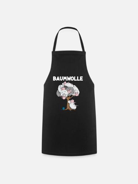 Lustiges Schaf Baumwolle Schafe auf Bäumen Design - Kochschürze - Schwarz