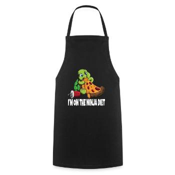 Pizza Turtle Fun Funny Diets Design - Tablier de cuisine - noir - Devant - AI Model Male 185 dark (185cm)