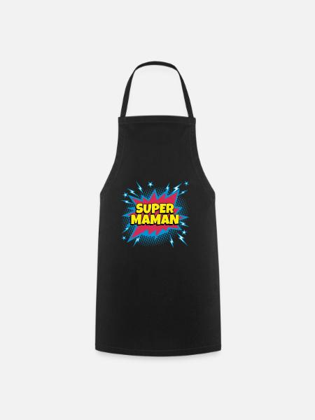 Super Maman super héro supermaman - Tablier de cuisine - noir