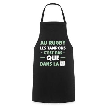 Au rugby les tampons c'est pas que dans la chatte - Tablier de cuisine - noir - Devant - AI Model Male 185 dark (185cm)