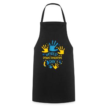World Down Syndrome Day Hand Print Women - Cooking Apron - black - Front - AI Model Male 185 dark (185cm)