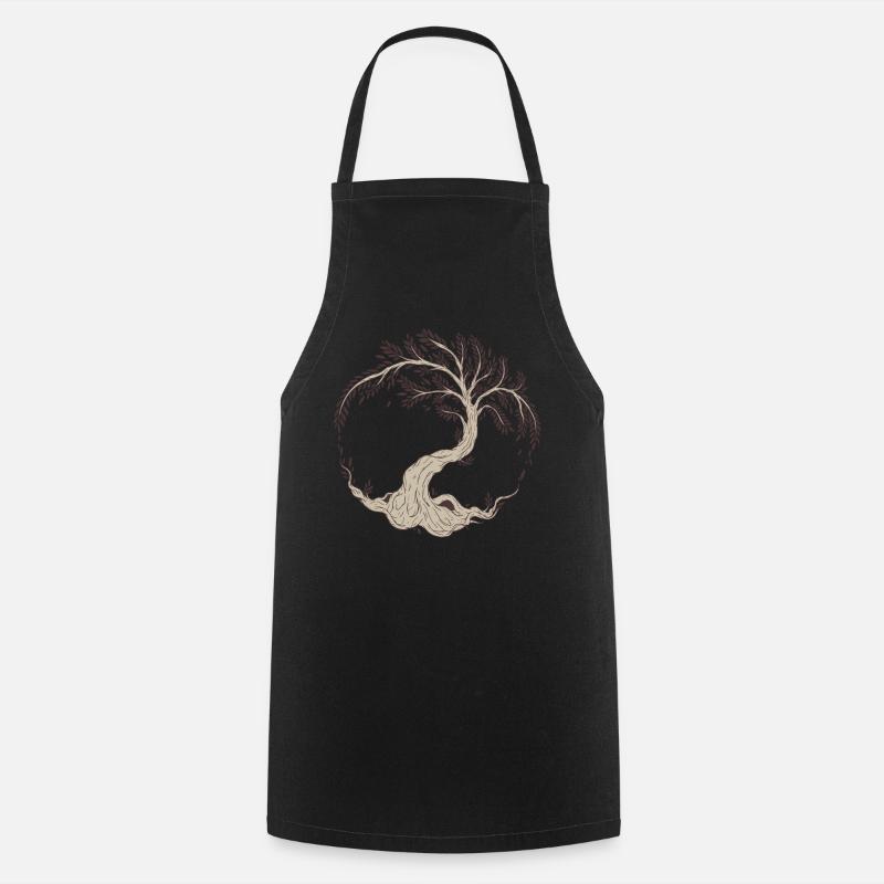 Tree Yggdrasil Viking Celtic Norse Life Symbol - Cooking Apron - black
