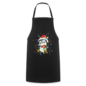 Penguin Christmas Hat Christmas Lights - Cooking Apron - black - Front - AI Model Male 185 dark (185cm)