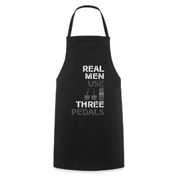 Real Men Use Three Pedals - Kochschürze - Schwarz - Vorne - AI Model Male 185 dark (185cm)