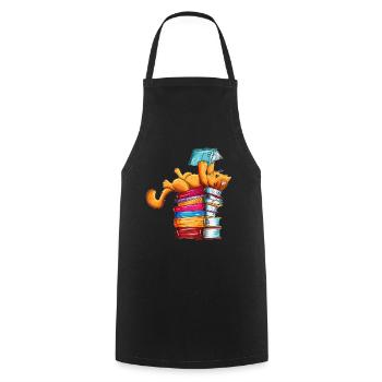 Cats Books Newspaper Reader Reader Outfit - Cooking Apron - black - Front - AI Model Male 185 dark (185cm)