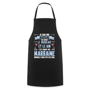 marraine bricoleuse humour vin apéro cool - Tablier de cuisine - noir - Devant - AI Model Male 185 dark (185cm)