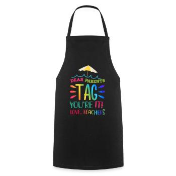Chers parents Tag You Are It Love Enseignants - Tablier de cuisine - noir - Devant - AI Model Male 185 dark (185cm)