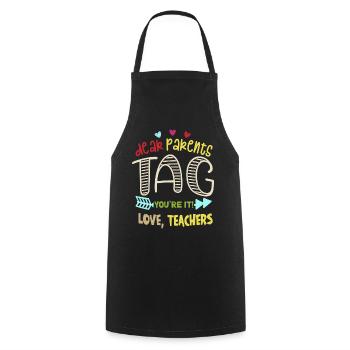 Chers parents Tag You Are It Love Enseignants - Tablier de cuisine - noir - Devant - AI Model Male 185 dark (185cm)