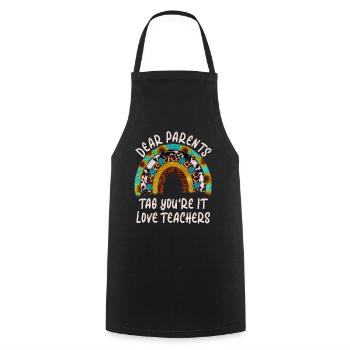 Chers parents Tag You Are It Love Enseignants - Tablier de cuisine - noir - Devant - AI Model Male 185 dark (185cm)