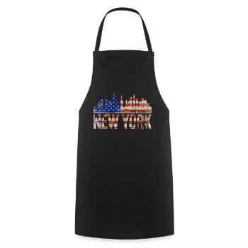 New York Skyline Heartbeat Statue de la Liberté - Tablier de cuisine - noir - Devant - AI Model Male 185 dark (185cm)