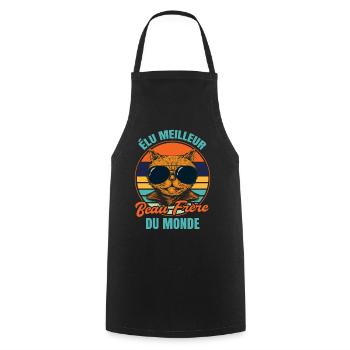 Élu meilleur beau frère propriétaire chats - Tablier de cuisine - noir - Devant - AI Model Male 185 dark (185cm)