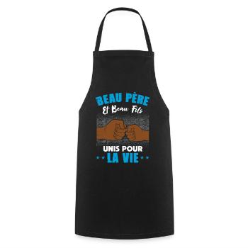 Cadeau beau père beau fils unis pour la vie check - Tablier de cuisine - noir - Devant - AI Model Male 185 dark (185cm)